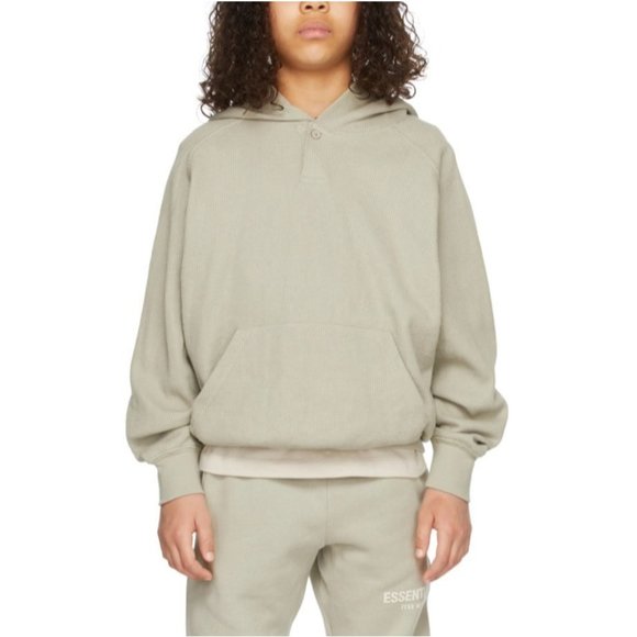 Essentials Other - NWT Essentials Kids 4 5 Year Old Olive Green Henley Waffle Knit Hoodie Sweater